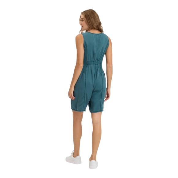 XCVI Montgomery Twill Zip Up Romper L - Picture 2 of 8